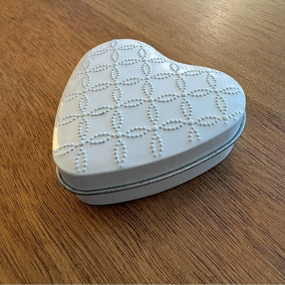 Martha Stewart White Embossed Heart Tin